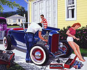 Shade Tree mechanic, 32 Ford Hot Rod, Highboy, roadster, flathead 1940 Ford Coupe 50s, working on hot rod