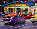 Bruce Kaiser Muscle Car Art, Crazey Ed's Speed Shop, Muscle Cars, Street Racing, 67 Shelby 350 Mustang, 69 Camaro Z-28. GTO Judge, Cruisin, Cruising, 32 3W