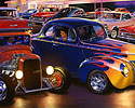 Bruce kaiser Hot Rod Art, Burger Bobs Drive-In, Cruisin, Cruising, 1940 Ford Coupe, flames, 32 3W