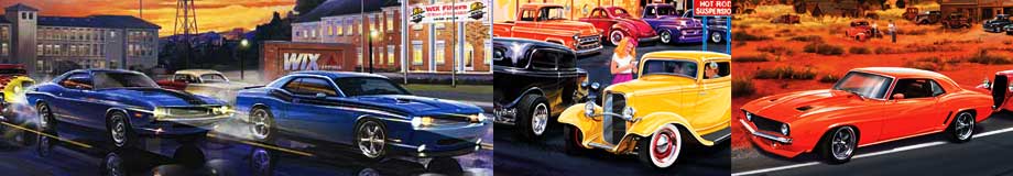 Muscle Car Art • Hot Rod Art • Drag Racing Art • 50s Car Art