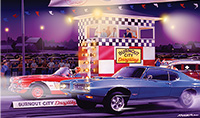 Drag City Car Art Print, 1968 GTO, 1958 Corvette