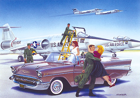 Coming Home Painting, 1957 Chevy, F-104 Starfighter Jet