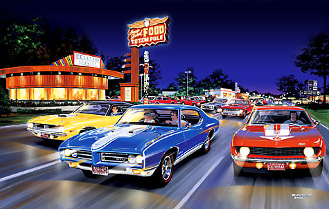 muscle cars at Classic Muscle Sports Race Old Cars Pictures Posters 